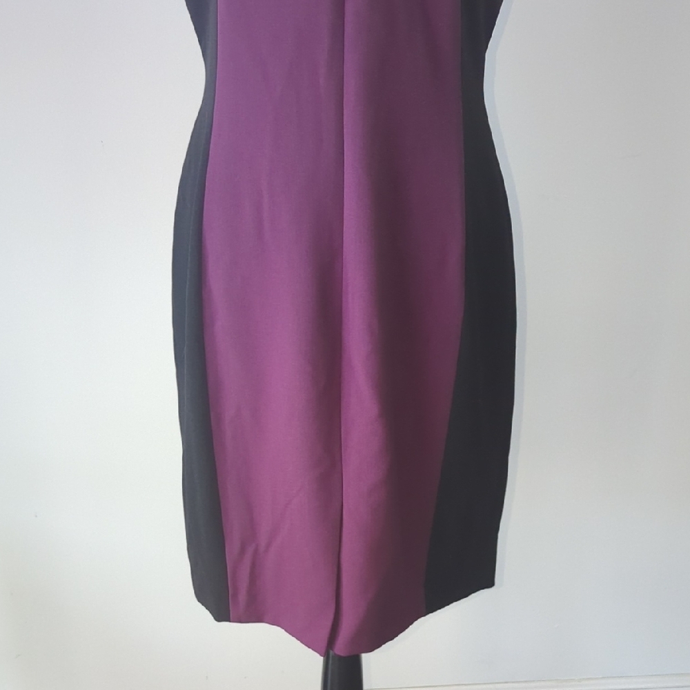 Tahari Purple and Gray Midi Dress Size 10 - Picture 9 of 13